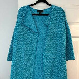 St. John Women’s Open Front Knitted Cardigan Blue Size Small